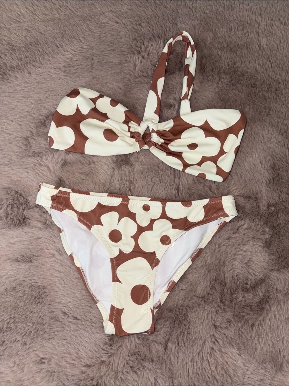 Zara Brown and White Floral Kids Bikini